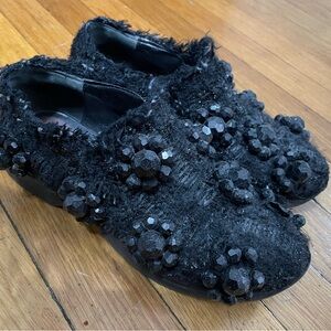 Black Beaded Textured Shoes